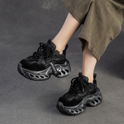 Women's Vintage Leather Chunky Platform Sneakers