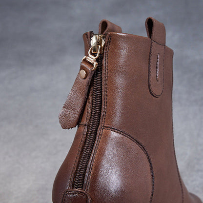 Women's Minimalist Plain Leather Casual Ankle Boots