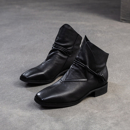 Women's Vintage Soft Leather Comfort Slip-on Ankle Boots-RAIIFY