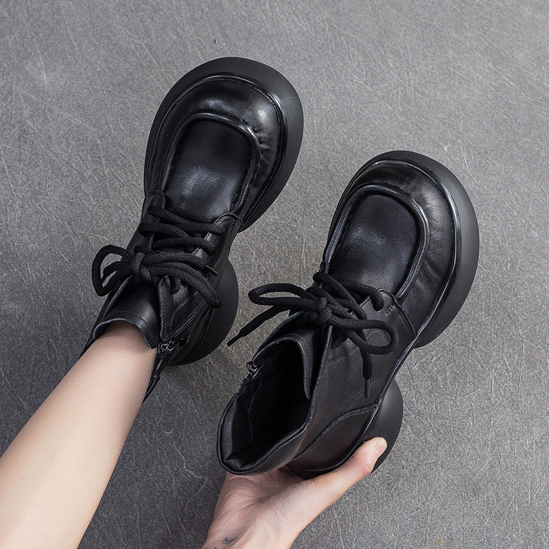 Women's Vintage Leather Chunky Platform Boots