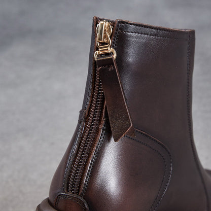 Women's Retro Plain Leather Minimalist Ankle Boots