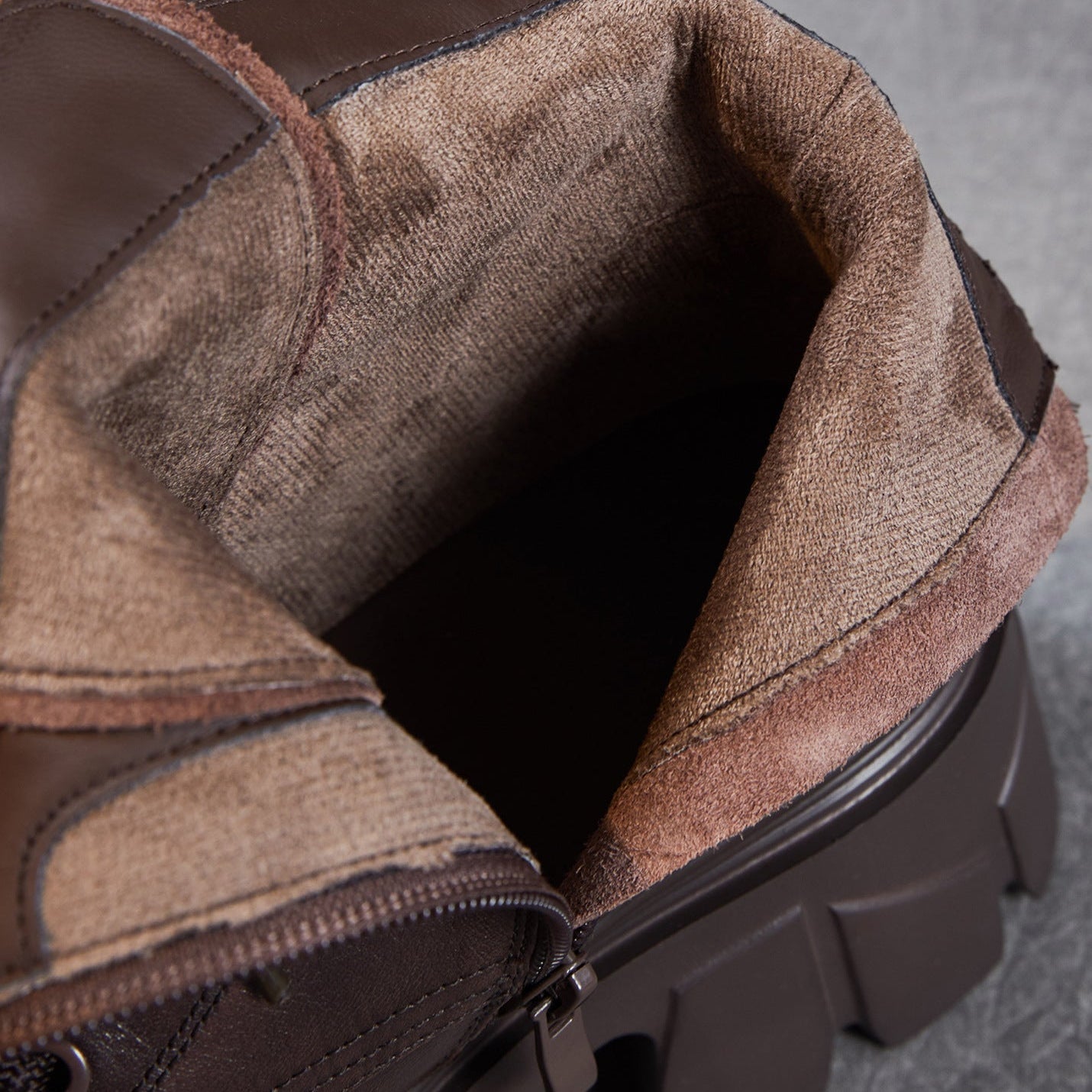 Women's Plain Embossed Leather Chunky Platform Boots