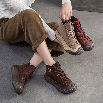 Women's Casual Fashion Leather Platform Boots