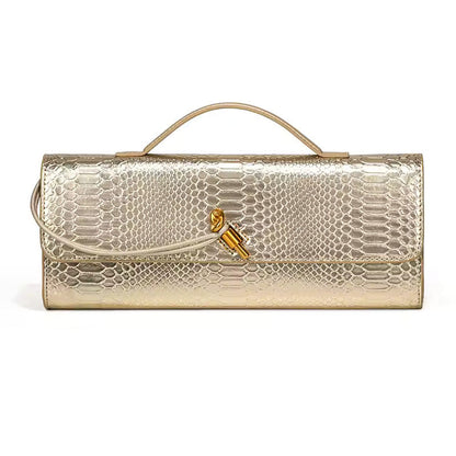 Serenaya Luxe Clutch: Elegant Crocodile-Embossed Evening Handbag