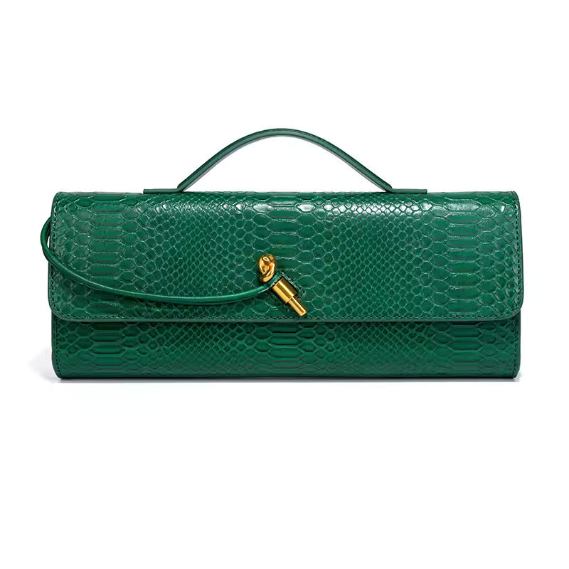 Serenaya Luxe Clutch: Elegant Crocodile-Embossed Evening Handbag