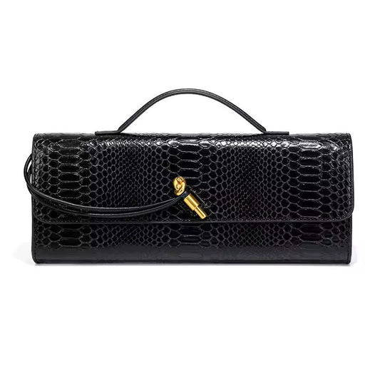 Serenaya Luxe Clutch: Elegant Crocodile-Embossed Evening Handbag