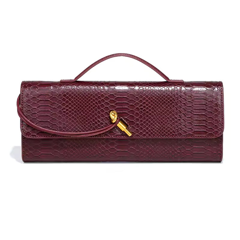 Serenaya Luxe Clutch: Elegant Crocodile-Embossed Evening Handbag