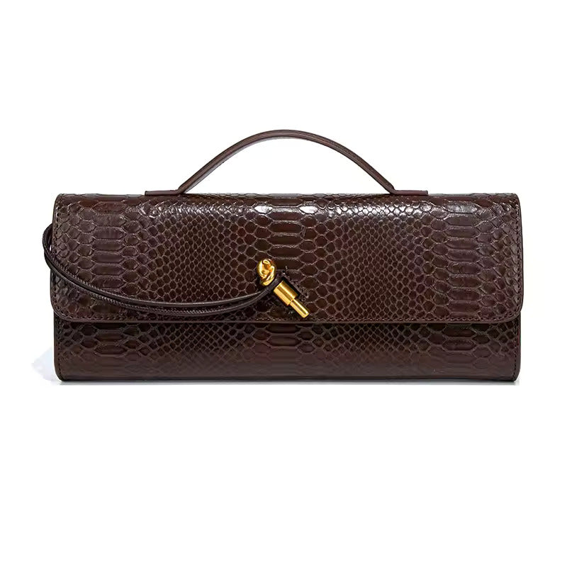 Serenaya Luxe Clutch: Elegant Crocodile-Embossed Evening Handbag