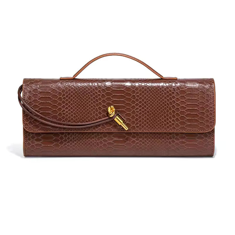 Serenaya Luxe Clutch: Elegant Crocodile-Embossed Evening Handbag