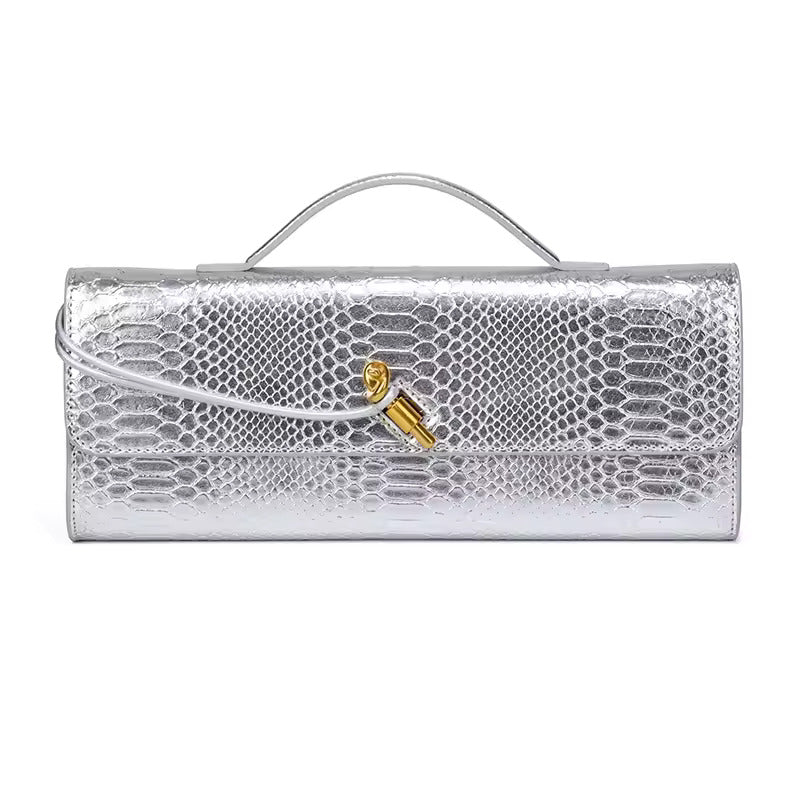 Serenaya Luxe Clutch: Elegant Crocodile-Embossed Evening Handbag