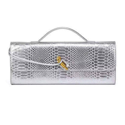 Serenaya Luxe Clutch: Elegant Crocodile-Embossed Evening Handbag