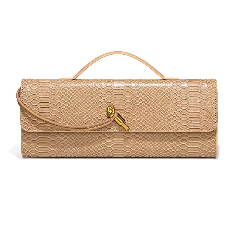 Serenaya Luxe Clutch: Elegant Crocodile-Embossed Evening Handbag