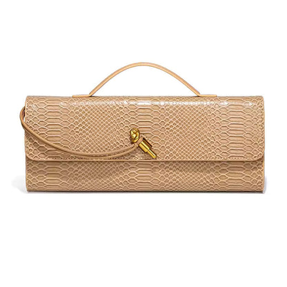 Serenaya Luxe Clutch: Elegant Crocodile-Embossed Evening Handbag