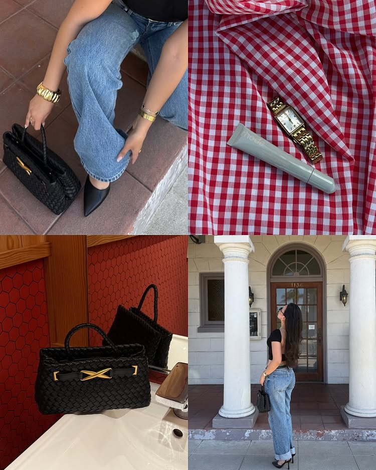 Chic Amara Braided Tote with Elegant Gold Accents