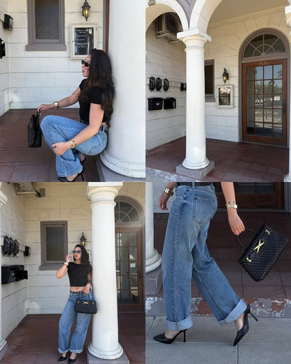 Chic Amara Braided Tote with Elegant Gold Accents