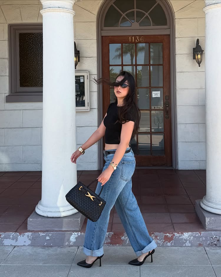 Chic Amara Braided Tote with Elegant Gold Accents