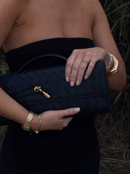 Elegant Maribella braided clutch in artisanal vegan leather