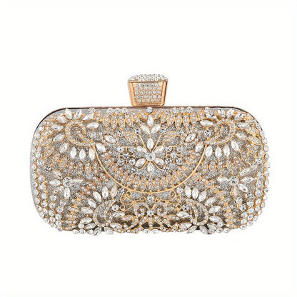 Hollow Rhinestone Flower Evening Bag: Luxury Wedding Party Clutch