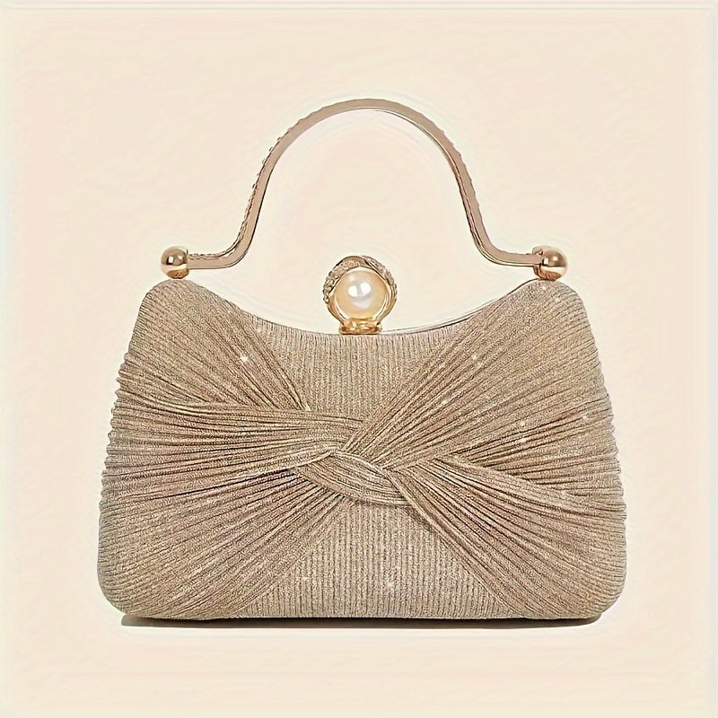 Elegant golden clutch purse with detachable strap for events