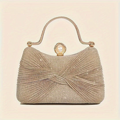 Elegant golden clutch purse with detachable strap for events