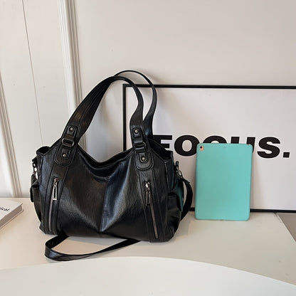 Large Casual Shoulder Tote: Multi-Layer Soft Commuter Bag for Women