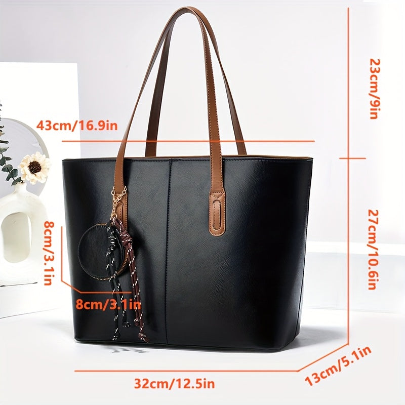 Stylish Large Capacity Tote Bag for Women with Coin Purse