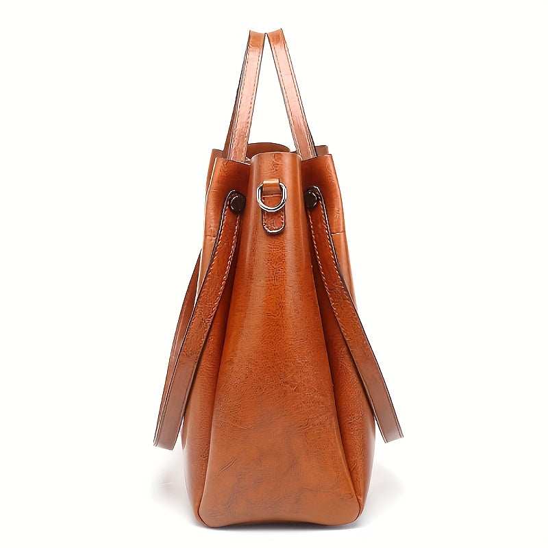 Stylish oil handbag with retro design for modern commuters.