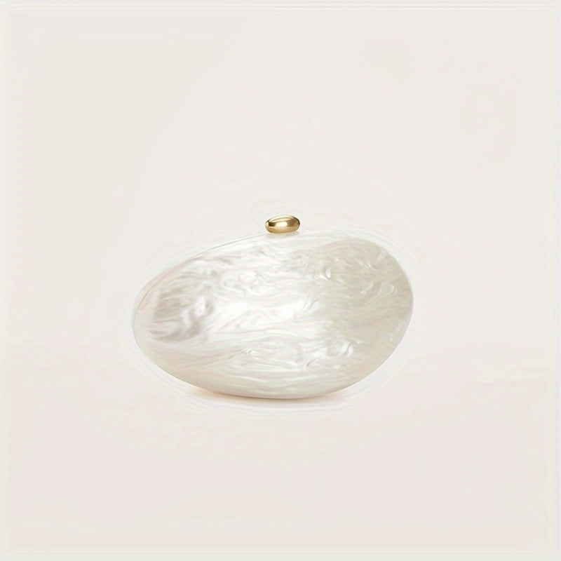 Luxury Wedding Egg Shape Clutch Bag in Pearl White