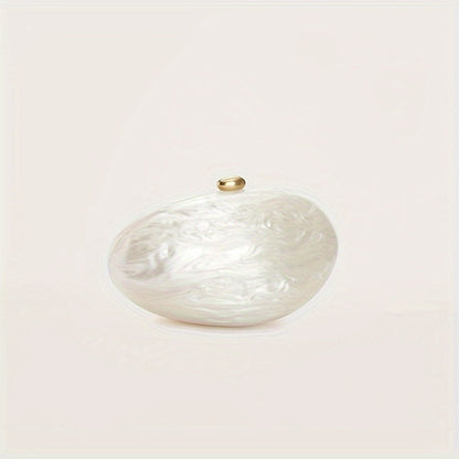 Luxury Wedding Egg Shape Clutch Bag in Pearl White