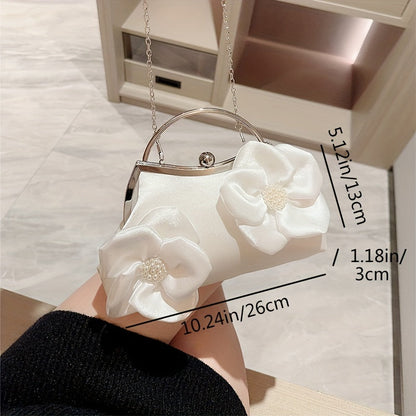 Elegant White Floral Evening Bag for Weddings and Events