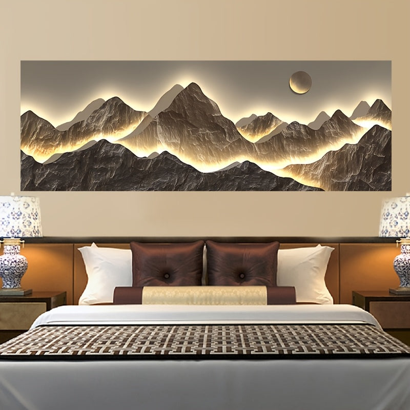 Minimalist Mountain Sunset Art: Modern Abstract Canvas Print