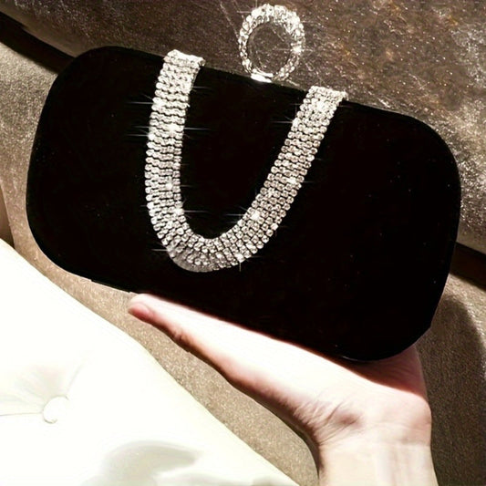 Glossy Red Sparkling Clutch Handbag with Detachable Chain Strap