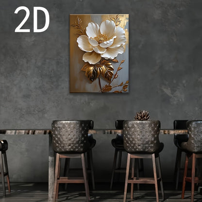 Elegant White Flower Oil Painting: Modern Abstract Wall Art