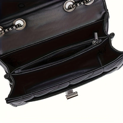 Chic Black Mini Plaid Crossbody Bag with Adjustable Strap