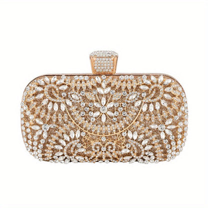 Hollow Rhinestone Flower Evening Bag: Luxury Wedding Party Clutch