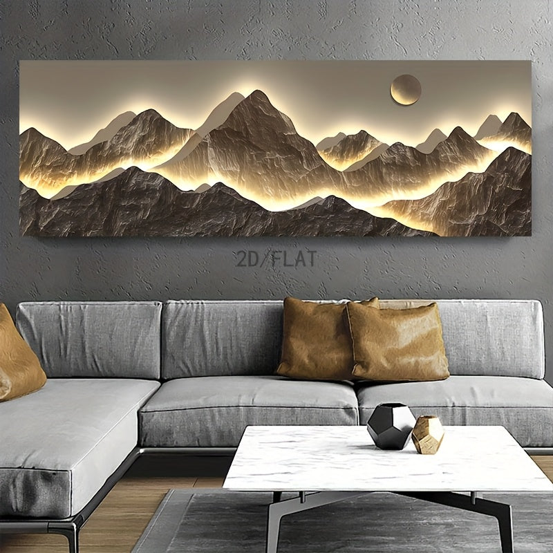 Minimalist Mountain Sunset Art: Modern Abstract Canvas Print