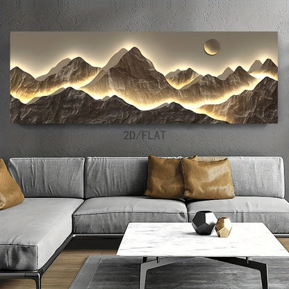 Minimalist Mountain Sunset Art: Modern Abstract Canvas Print