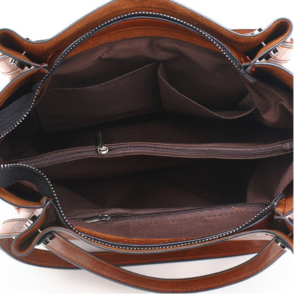 Stylish oil handbag with retro design for modern commuters.