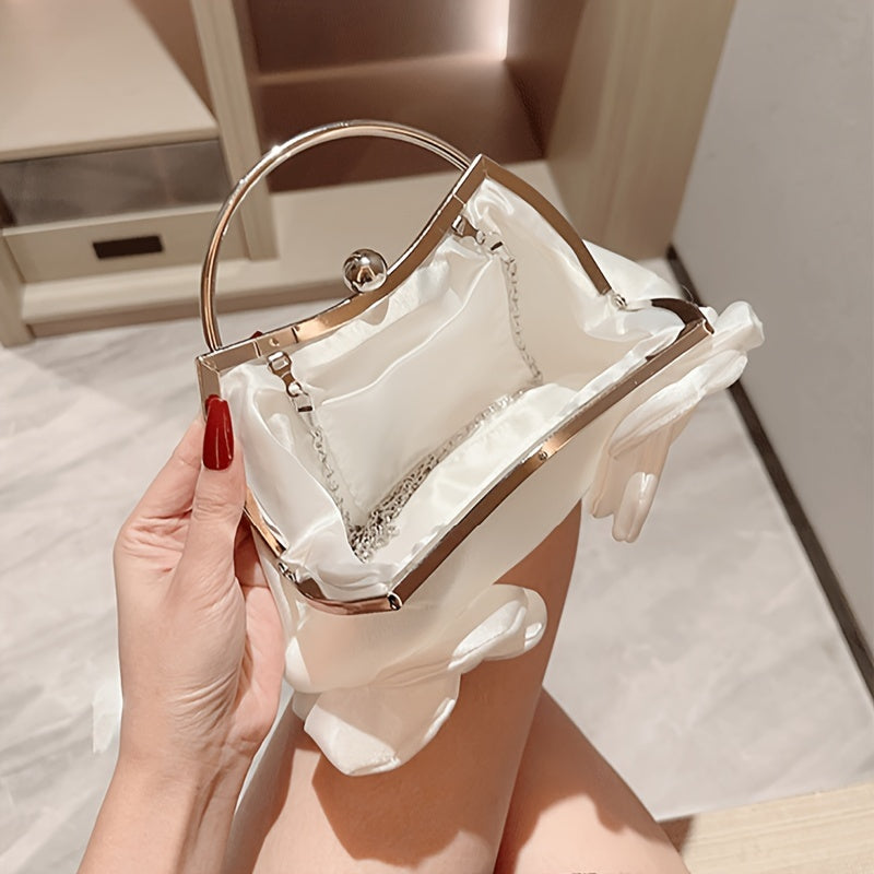 Elegant White Floral Evening Bag for Weddings and Events