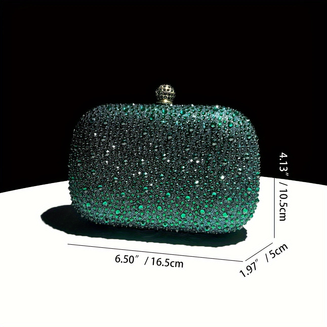 Emerald Green Handbag: Elegant Small Rhinestone Evening Purse