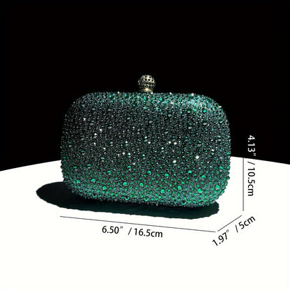 Emerald Green Handbag: Elegant Small Rhinestone Evening Purse