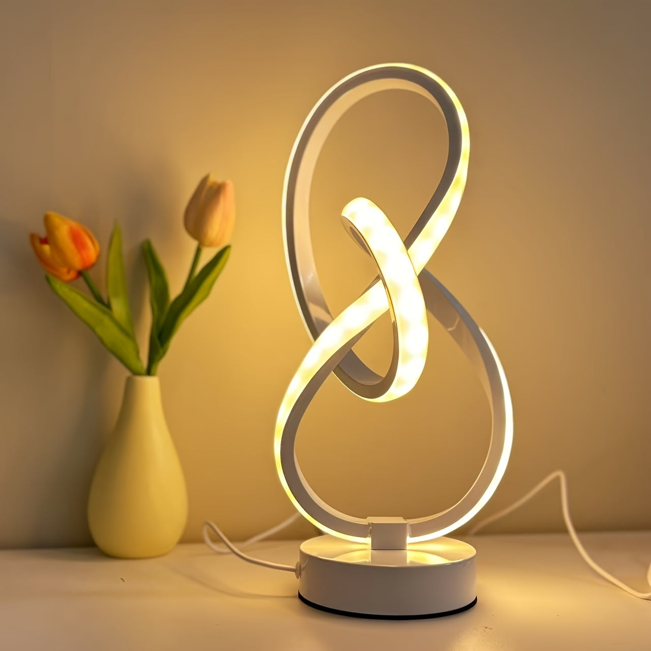 Stylish Black Creative Spiral USB Desk Lamp with 3 Colors