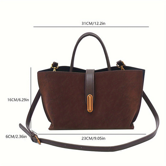 Vintage Style Large Capacity Suede Leather Tote Bag