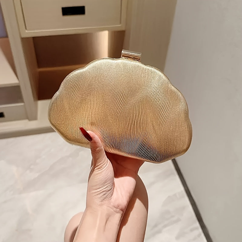 Elegant Golden Clutch Evening Bag with Pearlized Finish