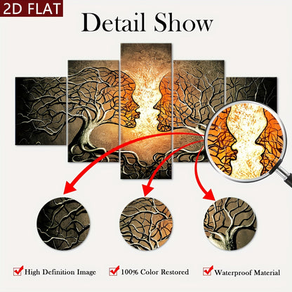 Tree of Life Canvas Art: 5 Panel Modern Wall Decor