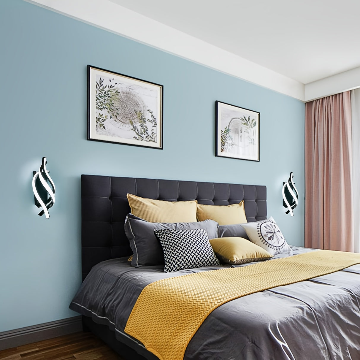 Modern seashell wall light with adjustable metal arc design