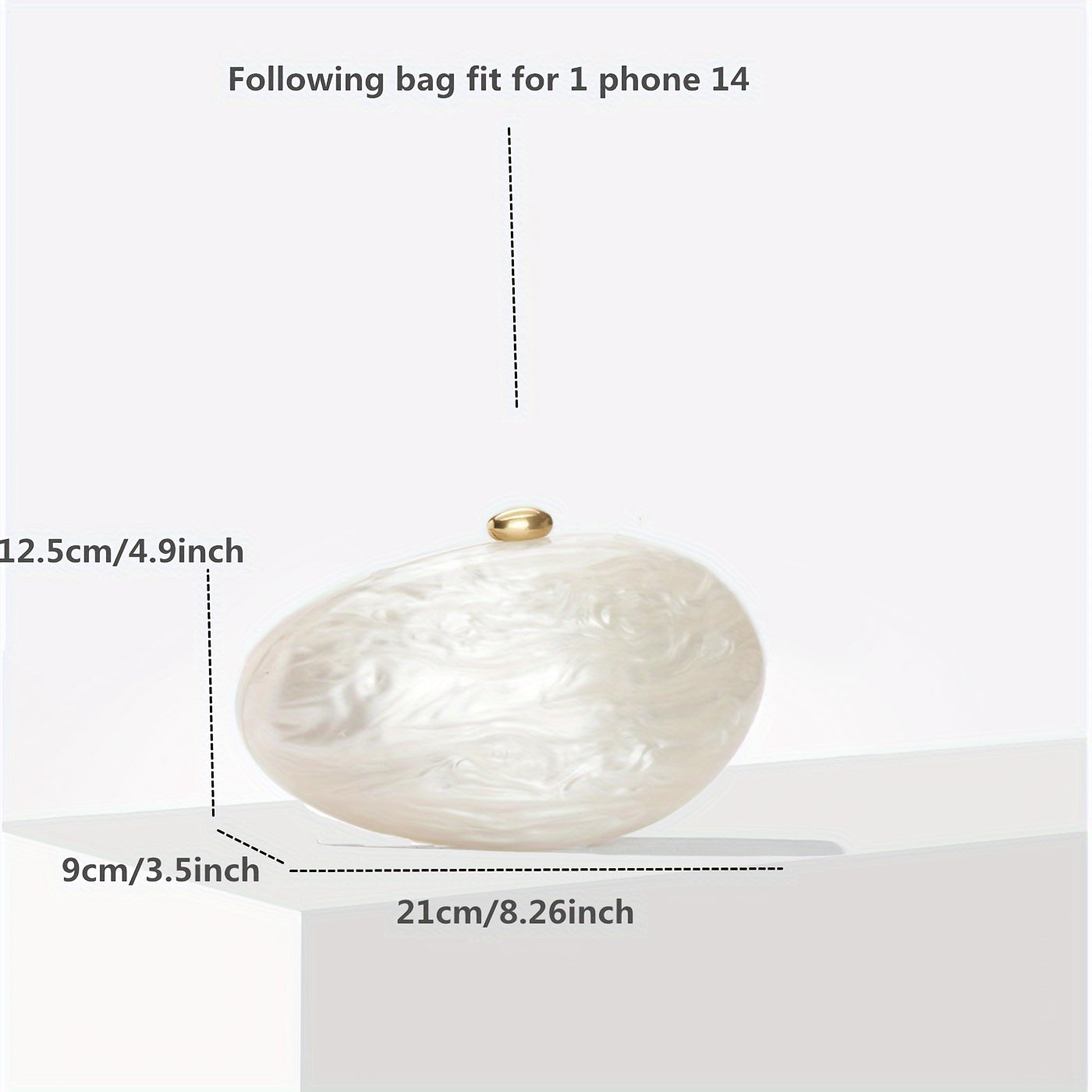Luxury Wedding Egg Shape Clutch Bag in Pearl White