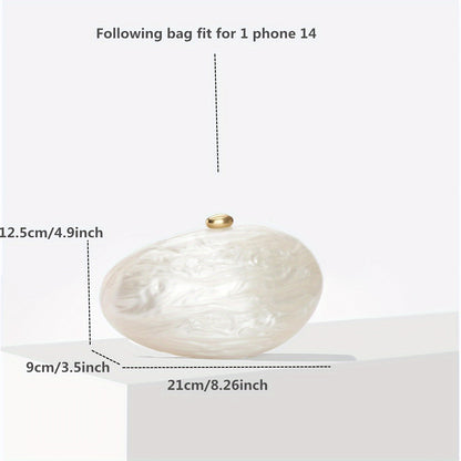 Luxury Wedding Egg Shape Clutch Bag in Pearl White