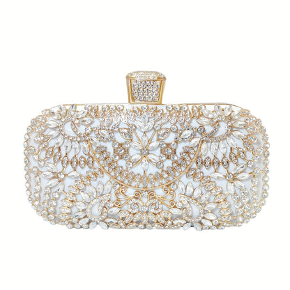 Hollow Rhinestone Flower Evening Bag: Luxury Wedding Party Clutch