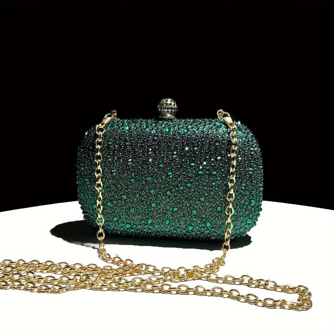 Emerald Green Handbag: Elegant Small Rhinestone Evening Purse